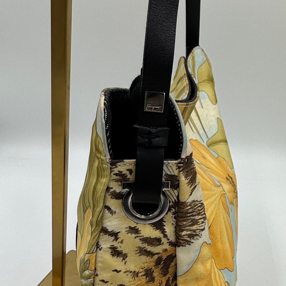 Salvatore Ferragamo Green Floral & Leopard Print Shoulder Bag - Picture 5 of 13